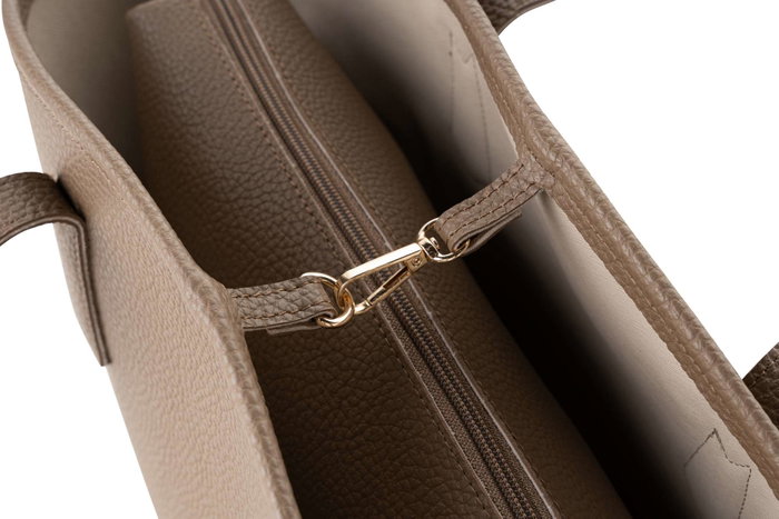 Lucky Bees 1284 Bolso Tote de Cuero de Polivinilo Color Visón Oscuro Elegante y Duradero